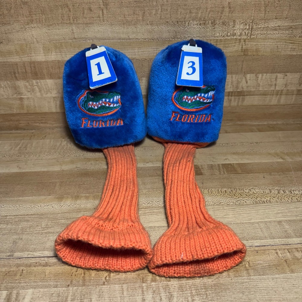 UF Florida Gators Golf Club Headcovers Set of 2 Blue Orange Driver Vintage
